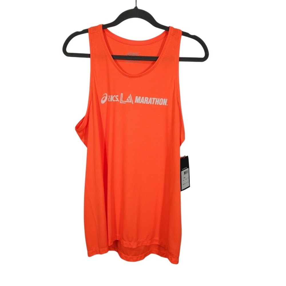 Asics LA Marathon Womens Running Tank Top Sleeveless Shirt Neon Orange‎ - Medium